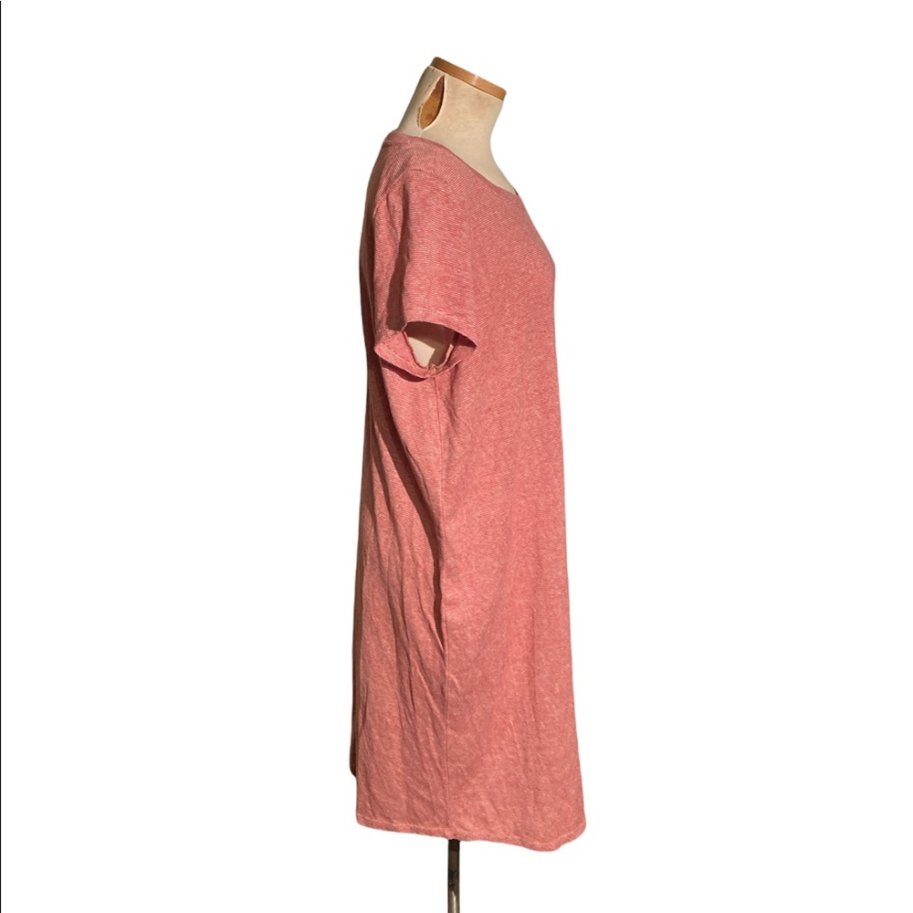 Prana Striped Red White Dress Short Sleeves Front Pocket Size M - Picture 2 of 6